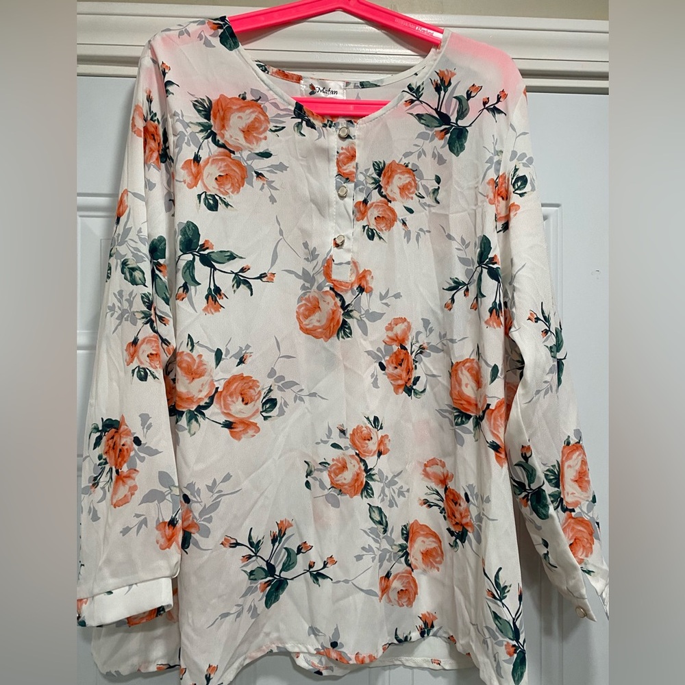 New without tag long sleeve floral chiffon shirt top blouse
